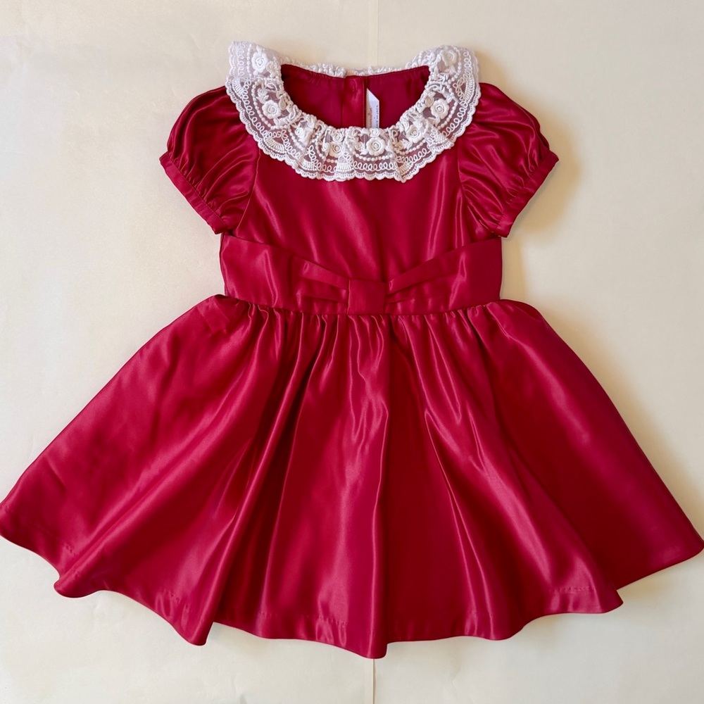 Janie and Jack Red Dress with Lace Collar